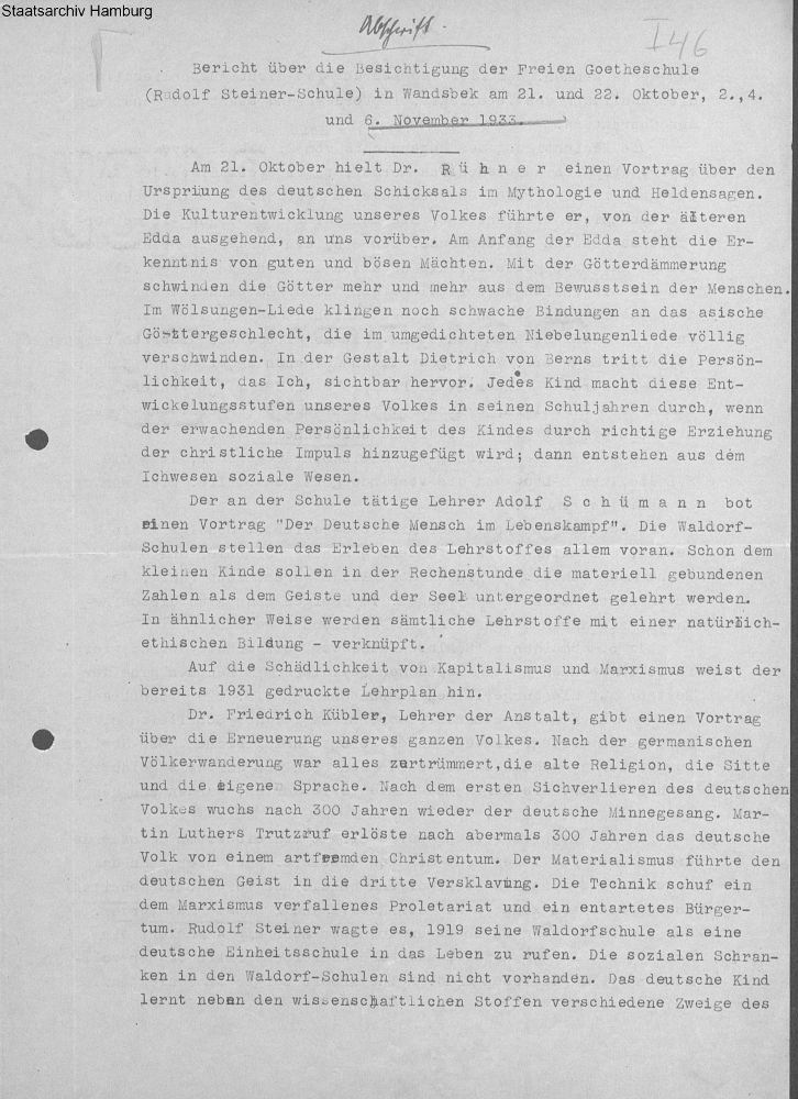 Bericht Schulrat Scheer 1933 S. 1